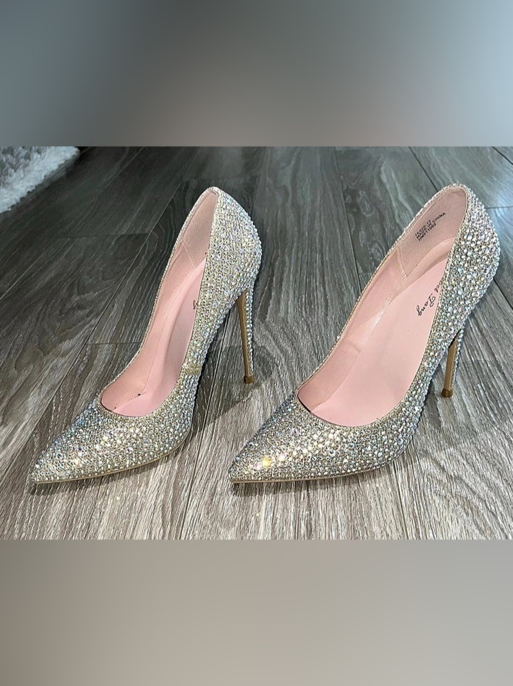 Elisabet Tang Women's Pointed Toe High Heel Glitter Rhinestone Pumps Stiletto